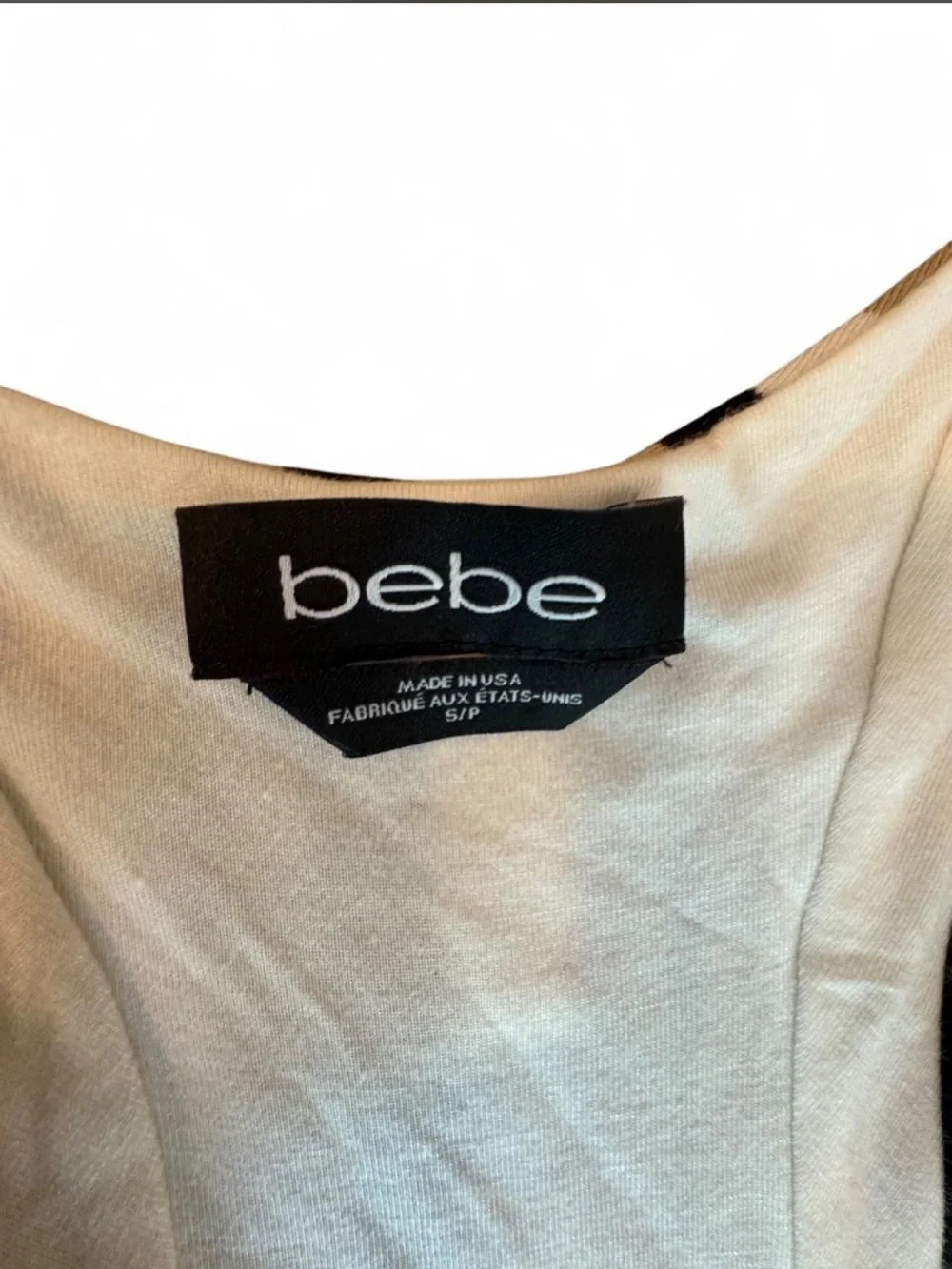 bebe Black, White & Tan Striped Racerback Dress